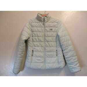 New Balance Womens Sz S Puffer Jacket Mint Green Mock Neck Lightweight Packable